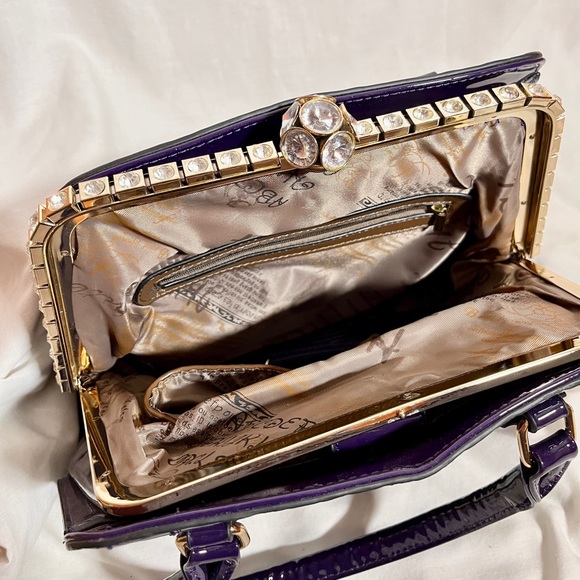 Moda Patent Faux Leather Purse-like Handbag - Deep Purple LDFK2712 - Picture 15 of 15